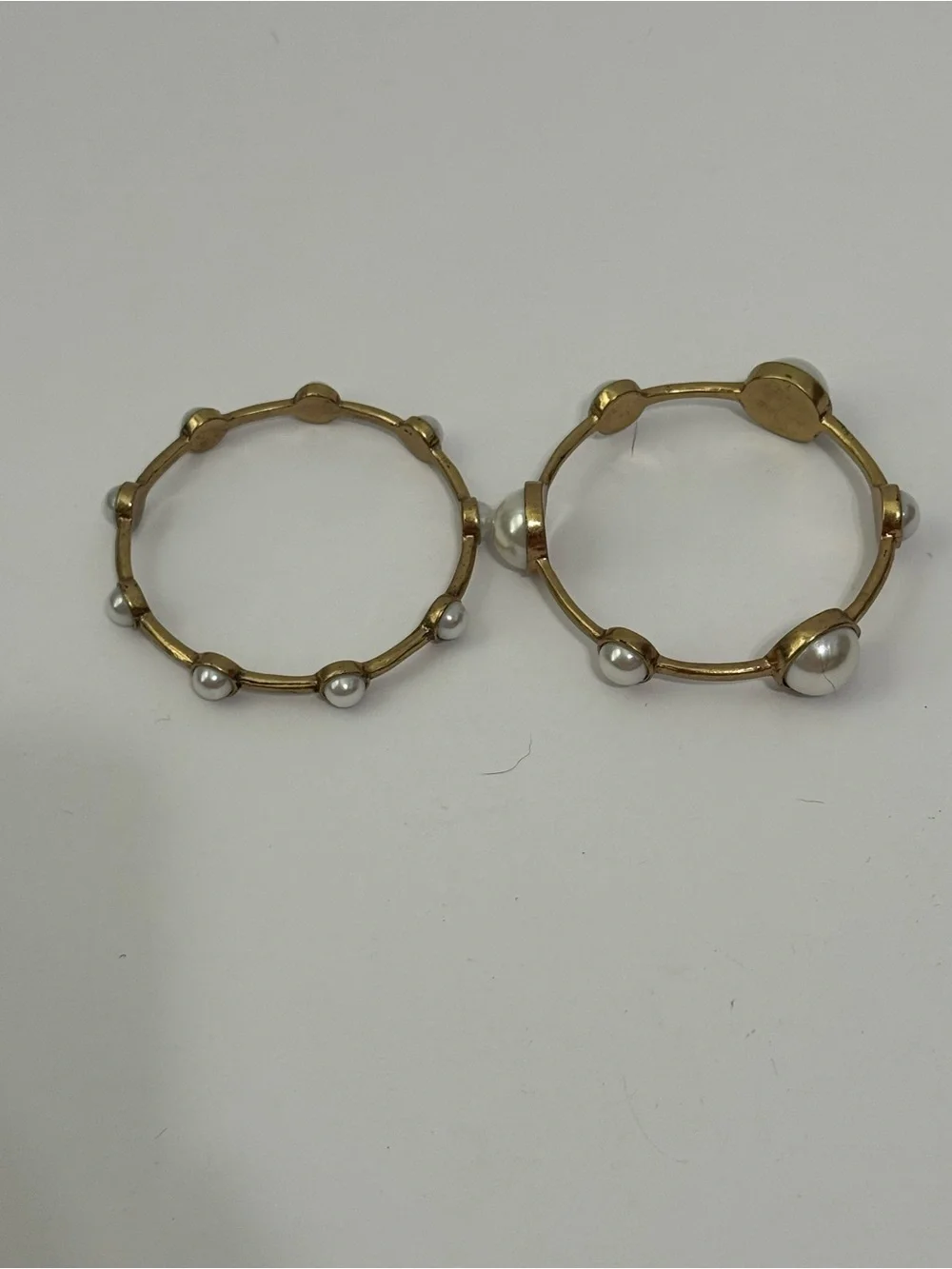 Gold Pearl Accent Bangle Bracelet set  - Women Jewelry